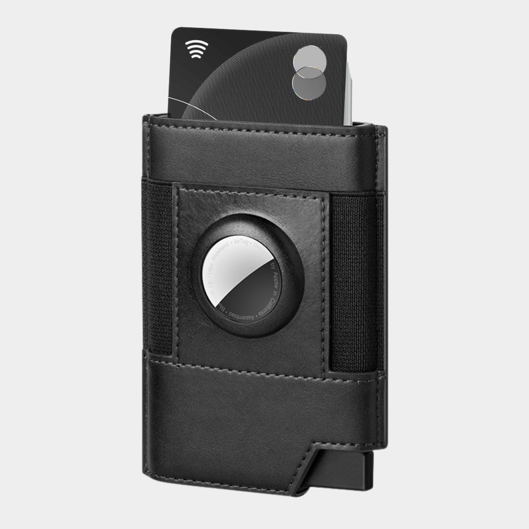 VILLANTTO'S LEATHER WALLET FOR APPLE AIRTAG - BLACK VL404