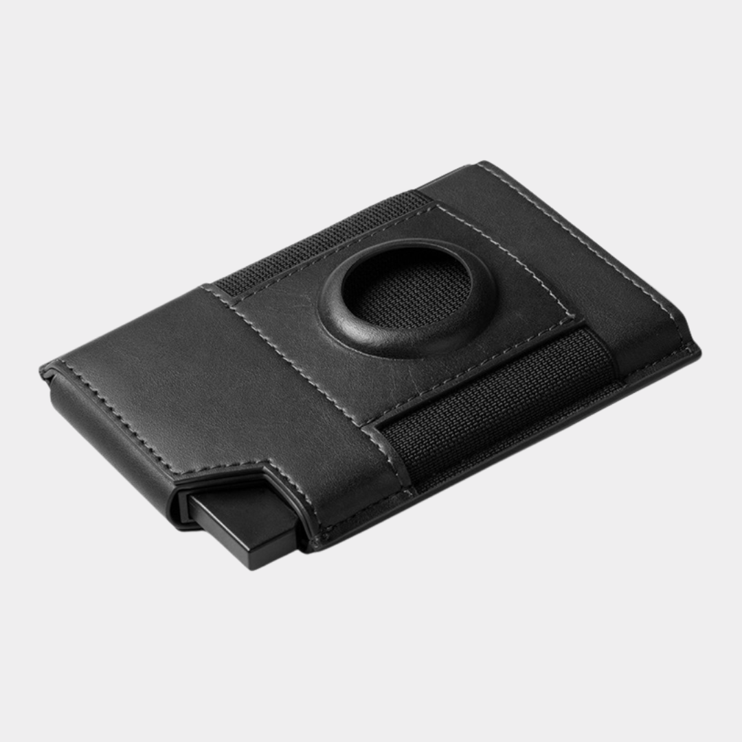 VILLANTTO'S LEATHER WALLET FOR APPLE AIRTAG - BLACK TL404