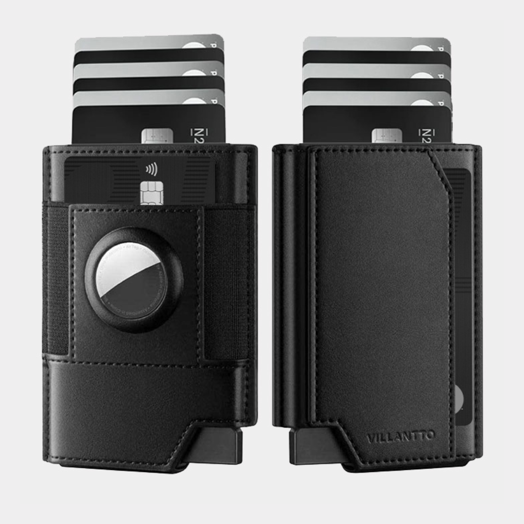VILLANTTO'S LEATHER WALLET FOR APPLE AIRTAG - BLACK  VL404