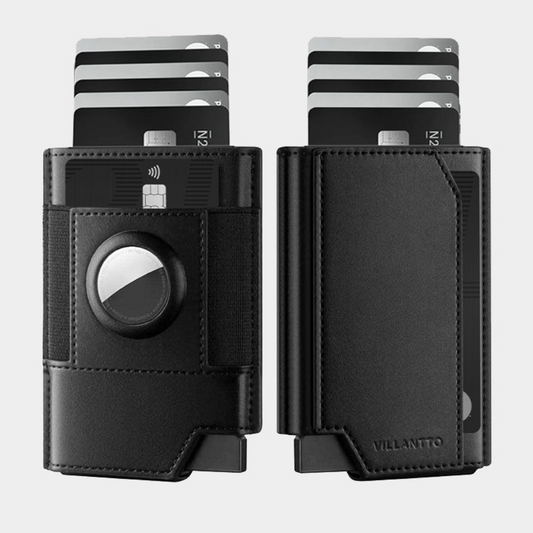 VILLANTTO'S LEATHER WALLET FOR APPLE AIRTAG - BLACK  VL404