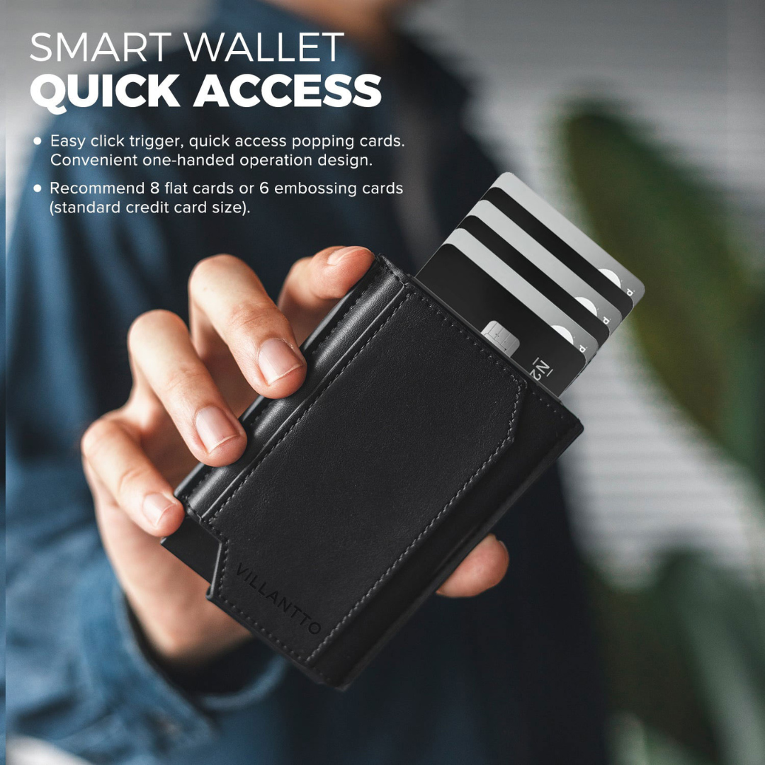 VILLANTTO'S LEATHER WALLET FOR APPLE AIRTAG - BLACK VL404