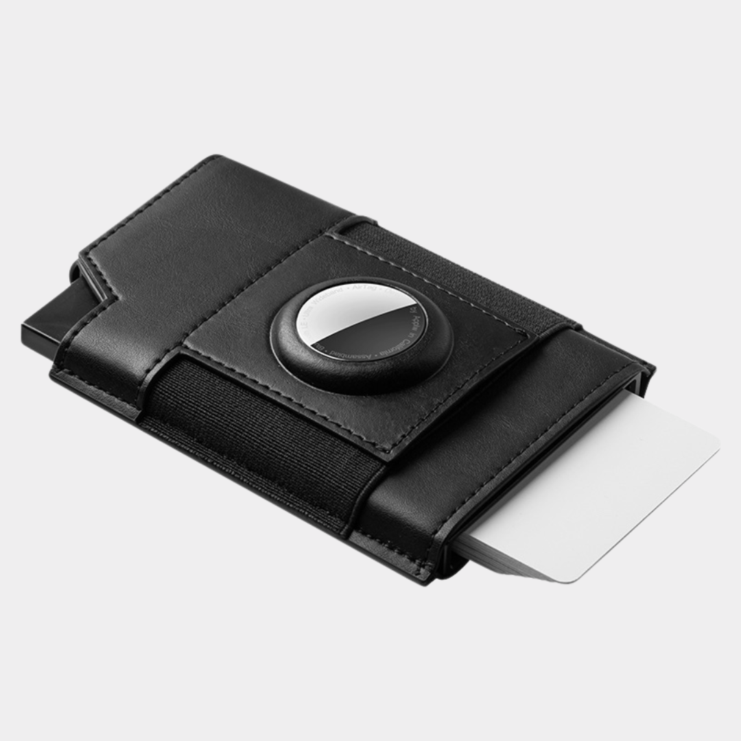 VILLANTTO'S LEATHER WALLET FOR APPLE AIRTAG - BLACK VL404