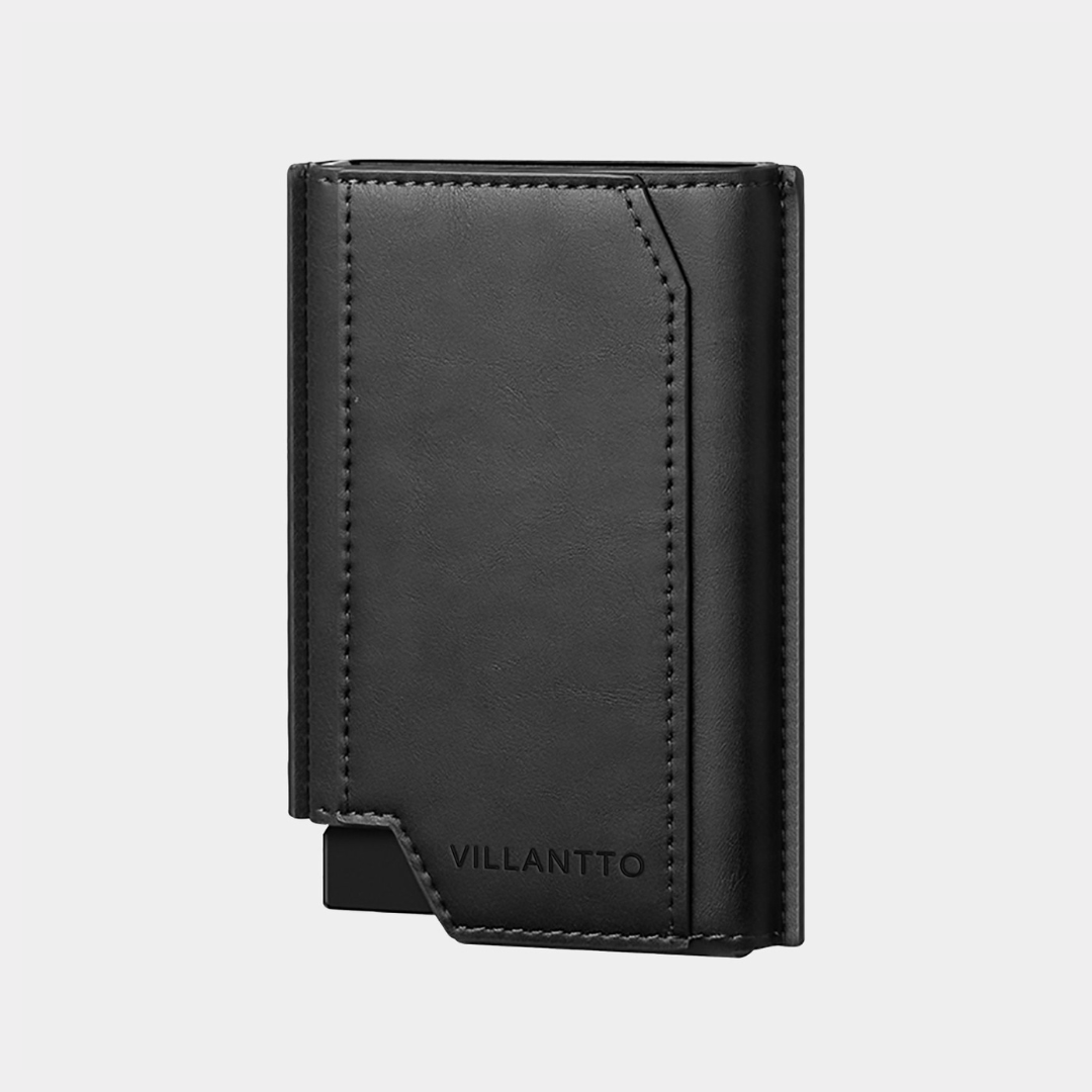 VILLANTTO'S LEATHER WALLET FOR APPLE AIRTAG - BLACK VL404