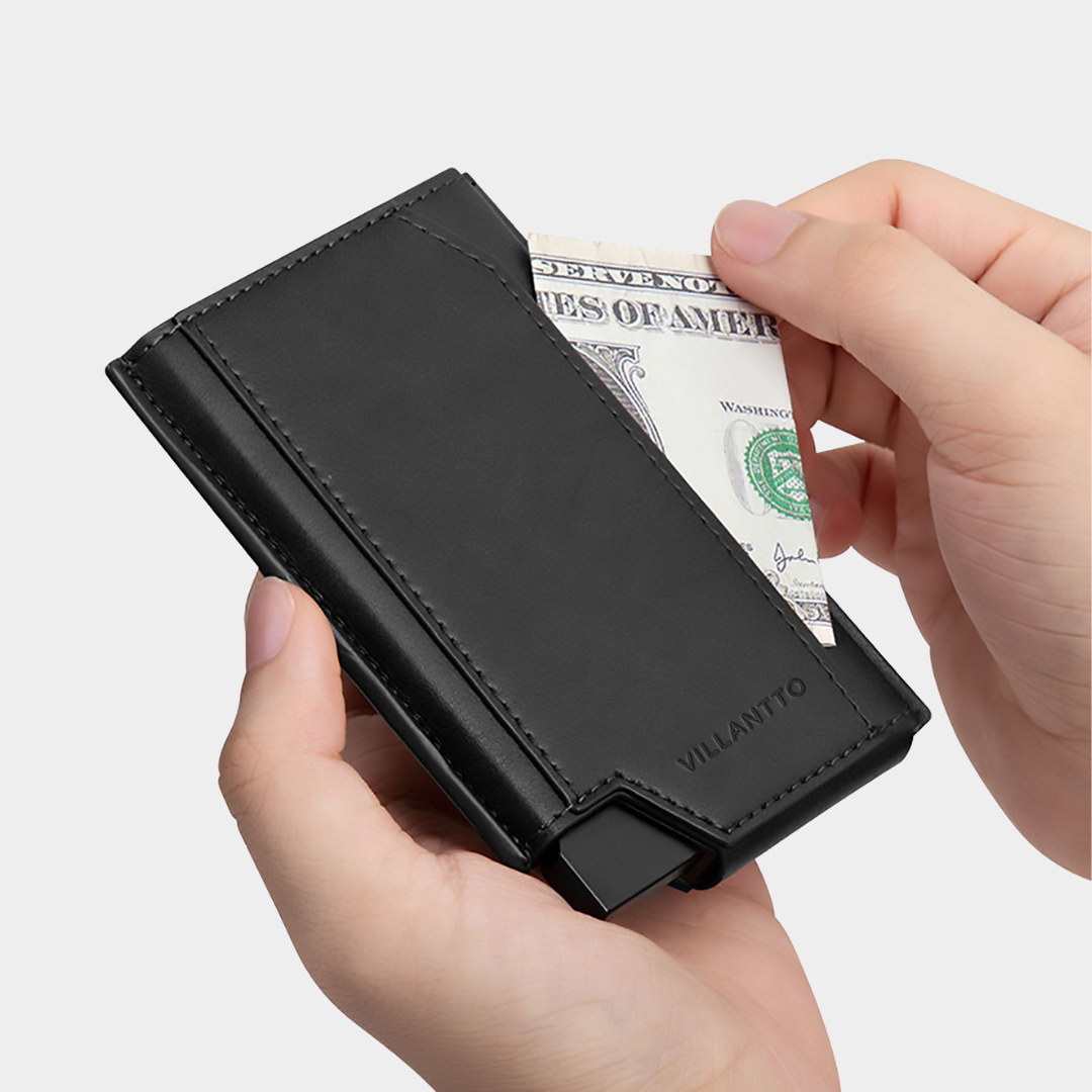 VILLANTTO'S LEATHER WALLET FOR APPLE AIRTAG - BLACK VL404