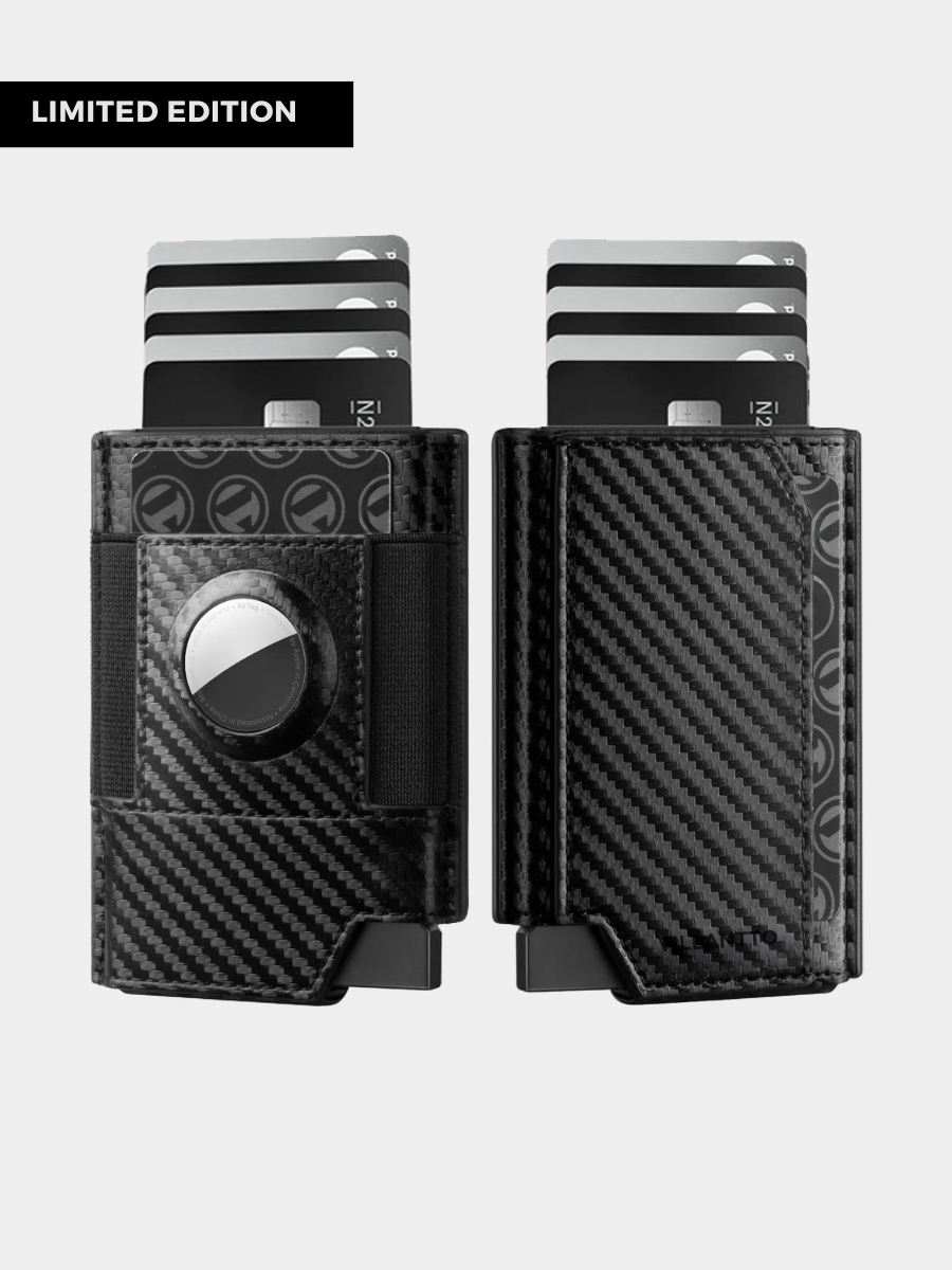 LEATHER SMART WALLET FOR APPLE AIRTAG - CARBON FIBER