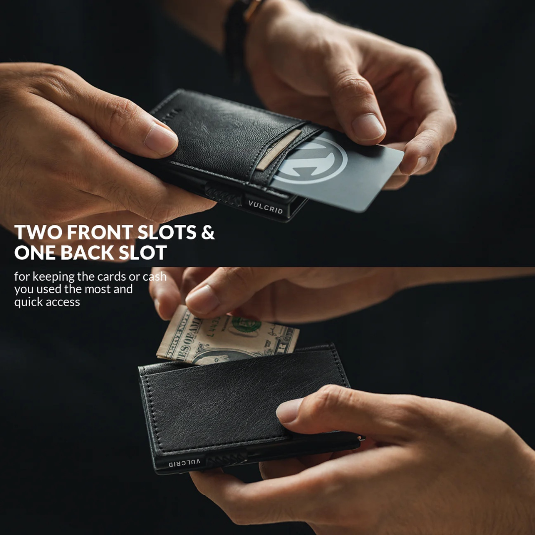 VULCRID LEATHER SMART WALLET - BLACK