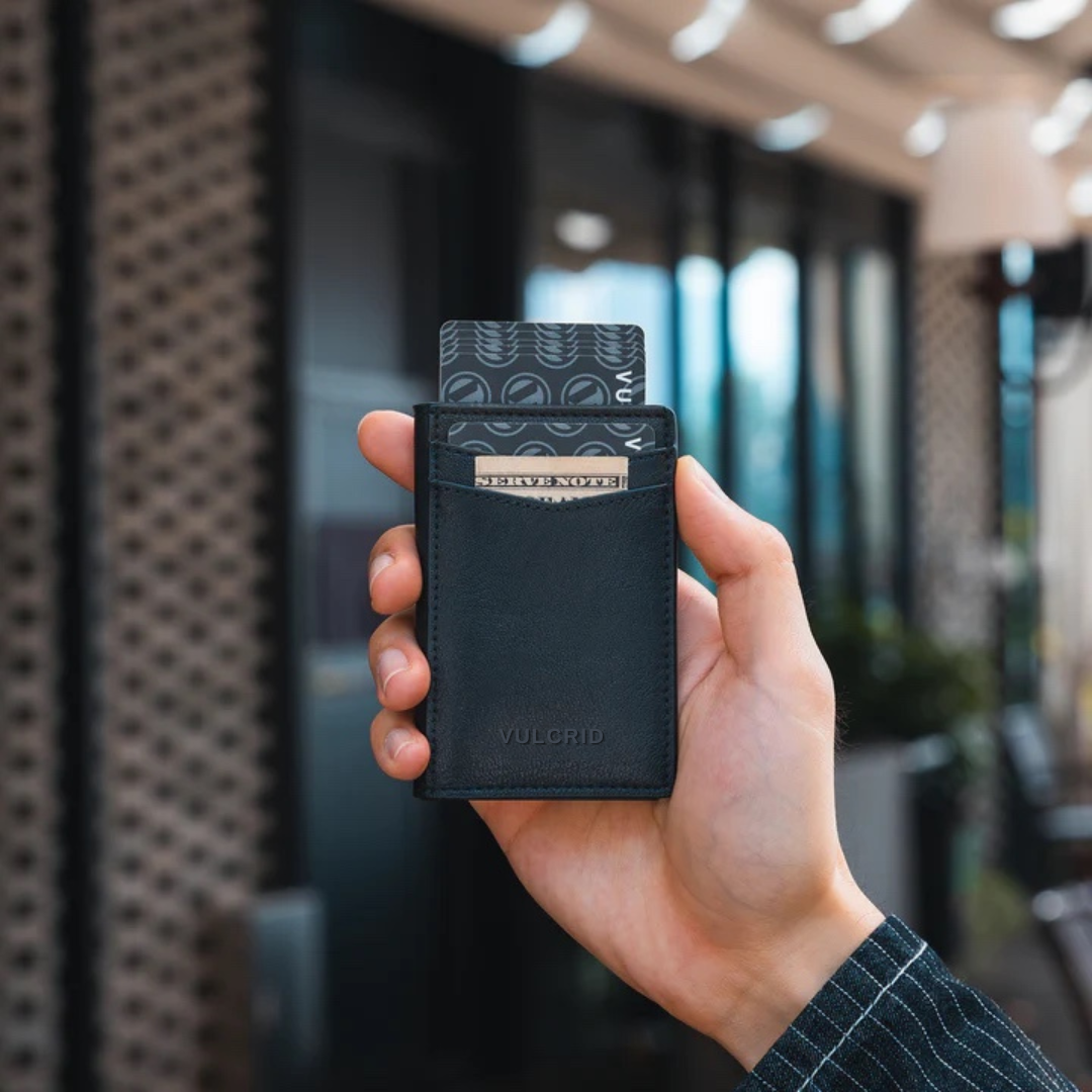 VULCRID LEATHER SMART WALLET - BLACK