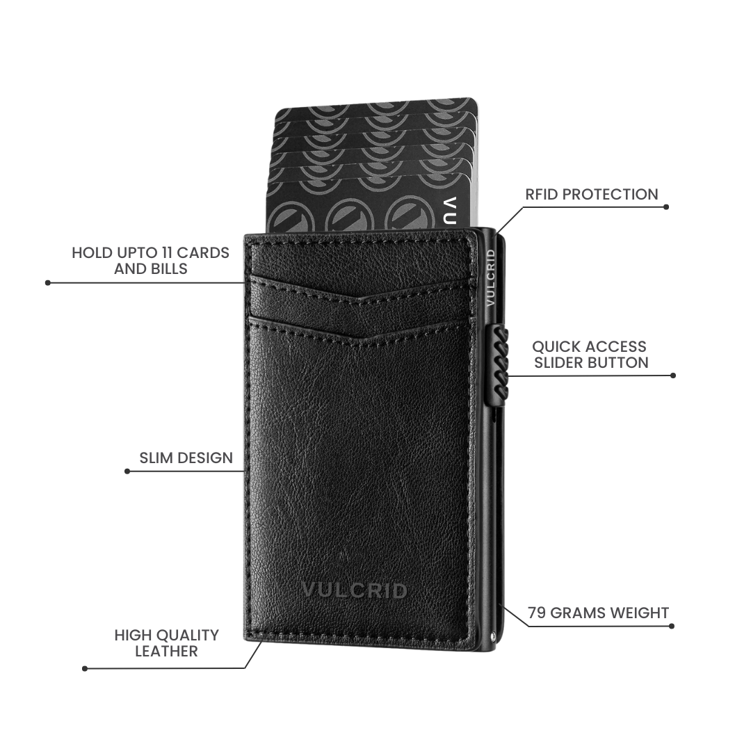 VULCRID LEATHER SMART WALLET - BLACK